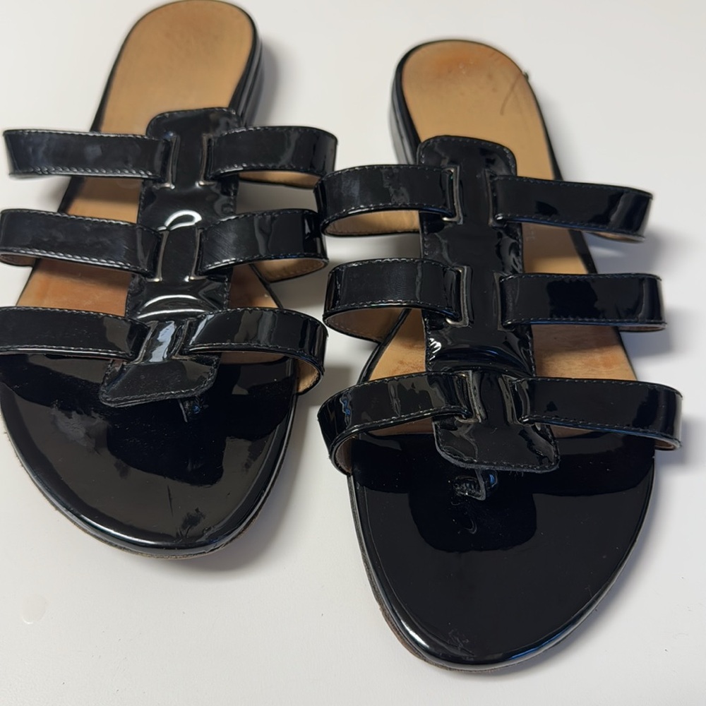 Salvatore Ferragamo Patent Leather Slides - Picture 14 of 14